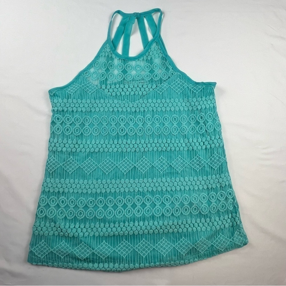 Maurices - Women’s Halter Top - Teal - Medium - Crochet - Lined under shirt